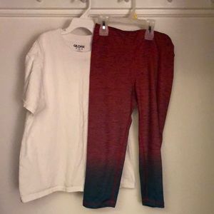 White T-Shirt and Capris, size M